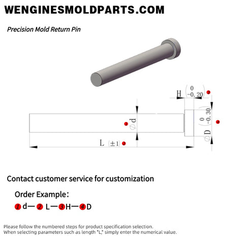 Precision mold return pin
